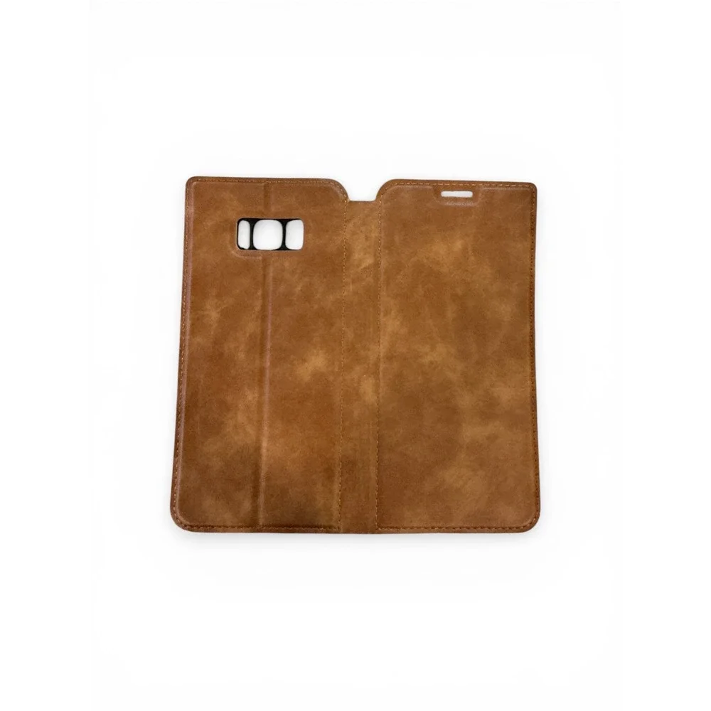 Samsung Galaxy S8 Plus Wallet Case Brown Faux Suede Folio Card Holder Cover